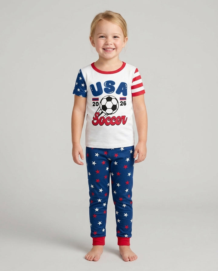 USA Soccer Cup Bamboo Two Piece Short Sleeve Pajama Set