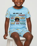 God Says I Am Afro  Boy  Bamboo Two Piece Short Sleeve Shorts Pajama Set