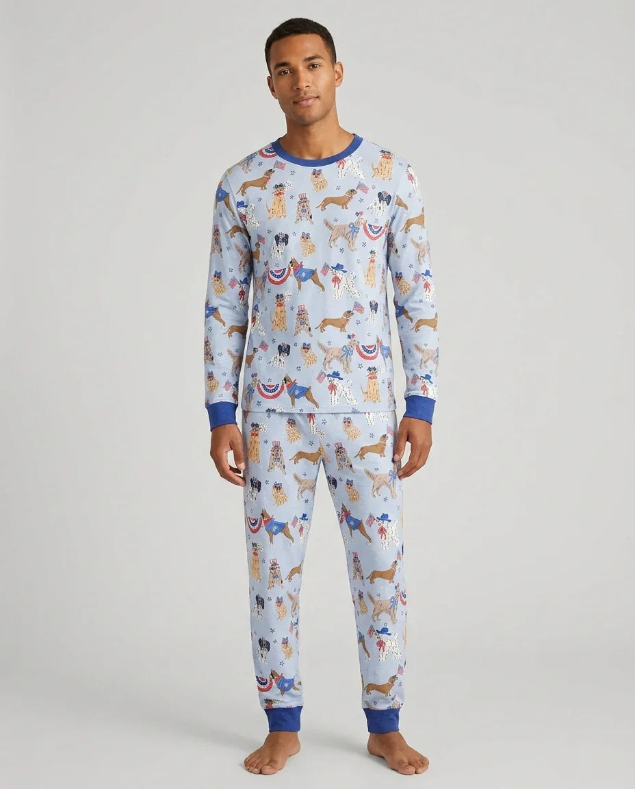 Patriotic Pups Family Matching Bamboo Men's Pajama Set