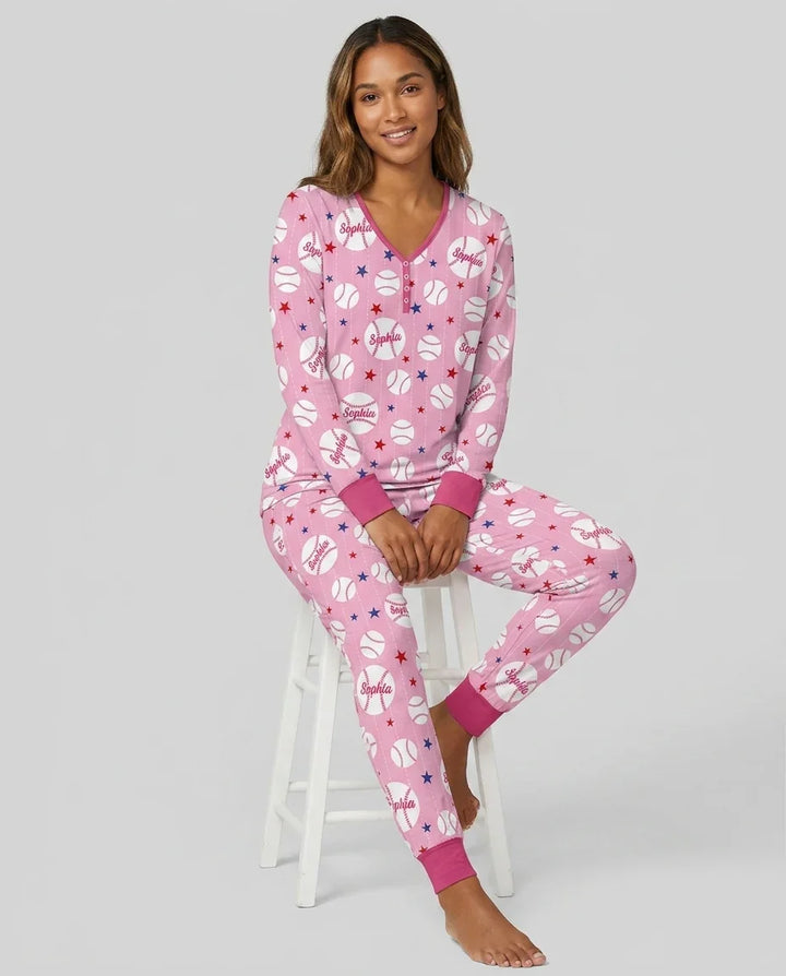 Conjunto de pijama de bambú a juego para mujer, «Novato del año», con nombre personalizado