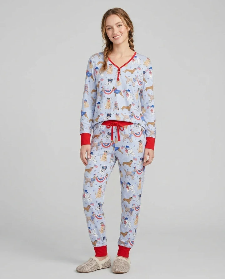 Patriotic Pups Family Matching Bamboo Women Pajama Set