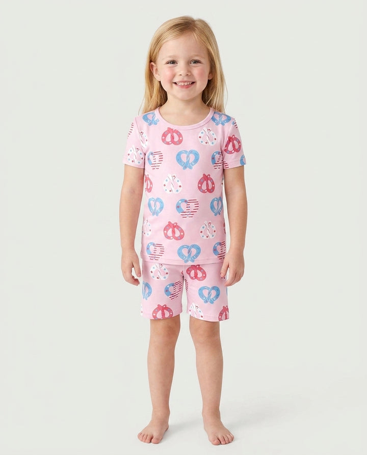 4th of July Pretzel  Bamboo Two Piece Short Sleeve Shorts Pajama Set