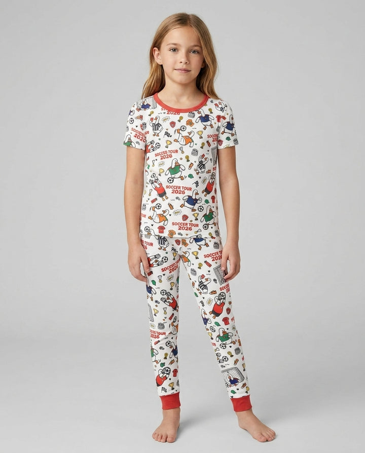 Funny Goose Soccer Tour 2026 Bamboo Two Piece Short Sleeve Pajama Set