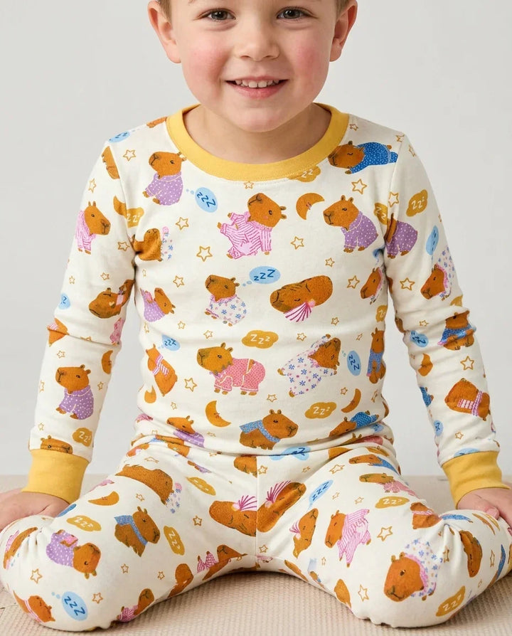 Capyjama Family Matching Bamboo Two Piece Long Sleeve Pajama Set