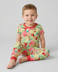 Pijama de dos piezas de bambú de manga corta a juego para la familia, con estampado de frutas dulces de verano