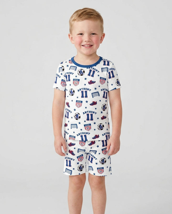 Zweiteiliges Pyjama-Set mit kurzen Ärmeln und Shorts im Sommer-Design