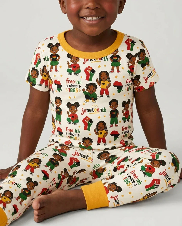 Juneteenth Free-ish Since 1865 Bamboo Two Piece Short Sleeve Pajama Set