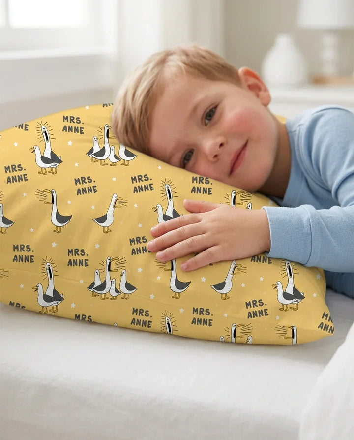 Funda de almohada de bambú con divertidas gaviotas personalizadas para profesores