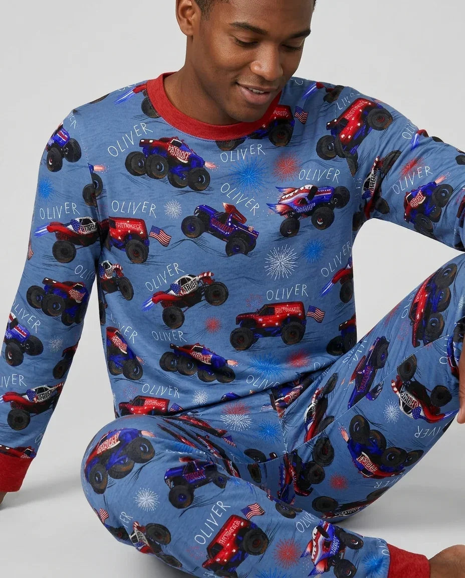All American Thunder Custom Name Bamboo Men's Pajama Set