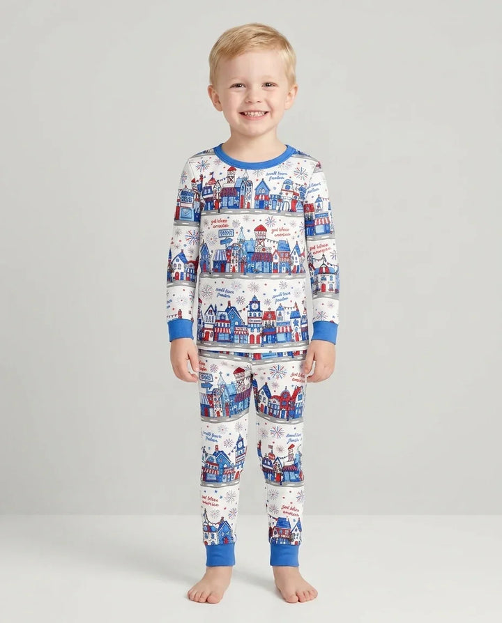 Zweiteiliges Langarm-Pyjama-Set mit Sommerfrüchten