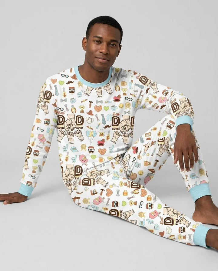 Custom Kids Name Best Dad Ever Bamboo Men's Pajama Set