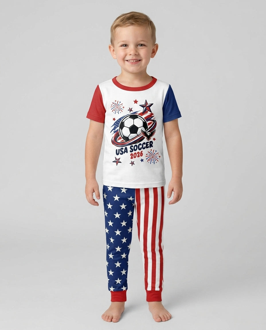 USA Soccer 2026 Family Matching Bamboo Two Piece Short Sleeve Pajama Set