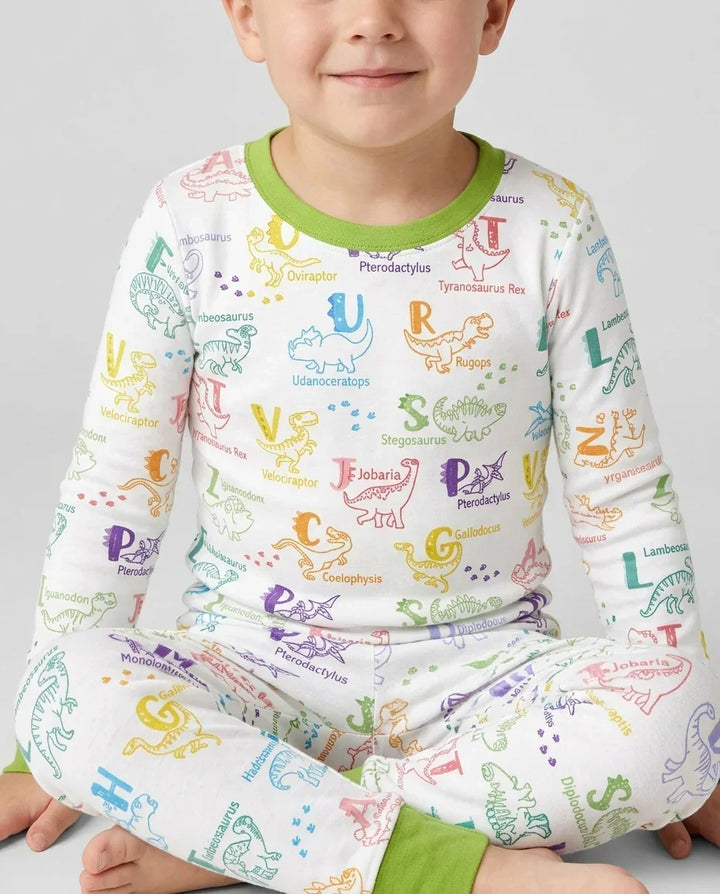 Dino Alphabet ABC Bamboo Two Piece Long Sleeve Pajama Set