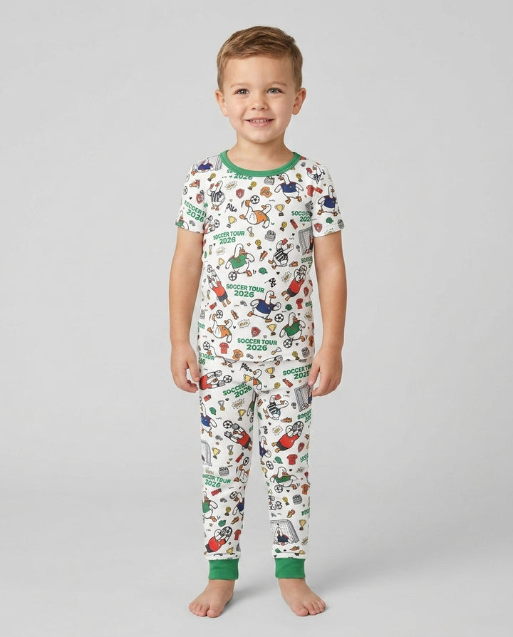 Funny Goose Soccer Tour 2026 Bamboo Two Piece Short Sleeve Pajama Set
