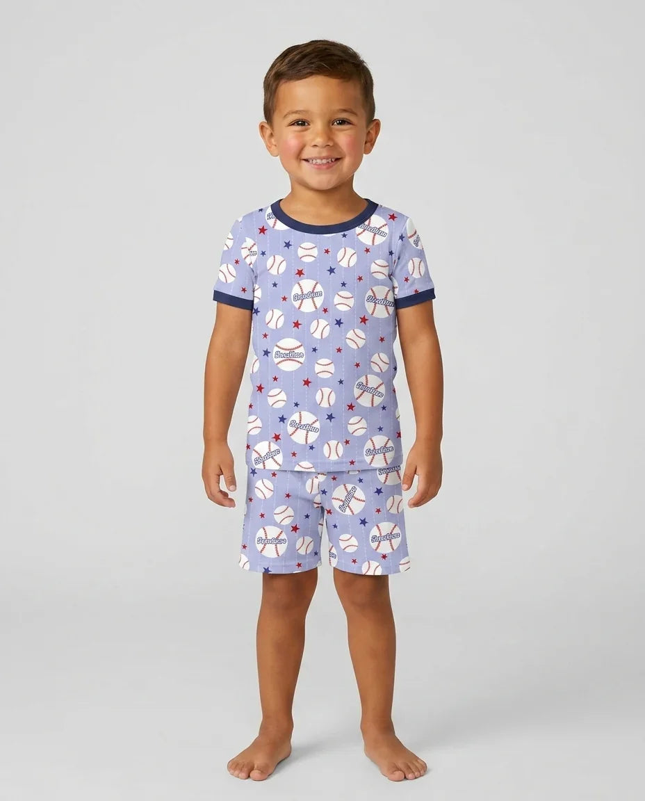 Custom Name Rookie of The Year Matching Bamboo Two Piece Short Sleeve Shorts Pajama Set