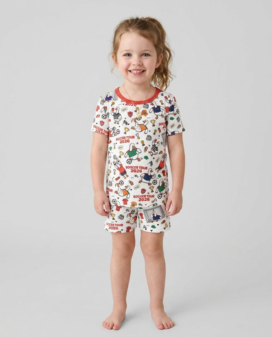 Funny Goose Soccer Tour 2026 Bamboo Two Piece Short Sleeve Shorts Pajama Set