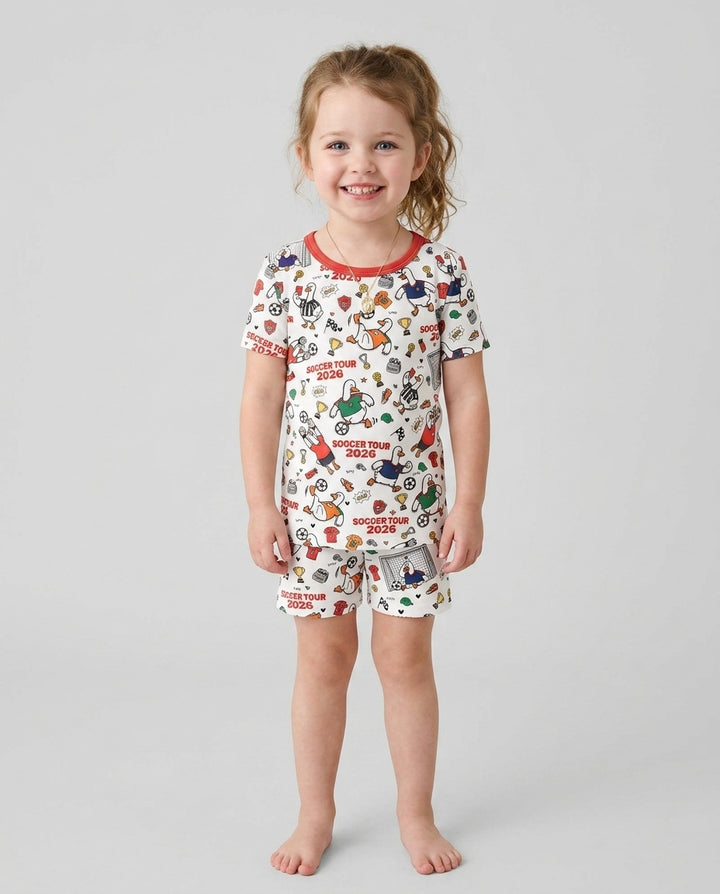 Funny Goose Soccer Tour 2026 Bamboo Two Piece Short Sleeve Shorts Pajama Set