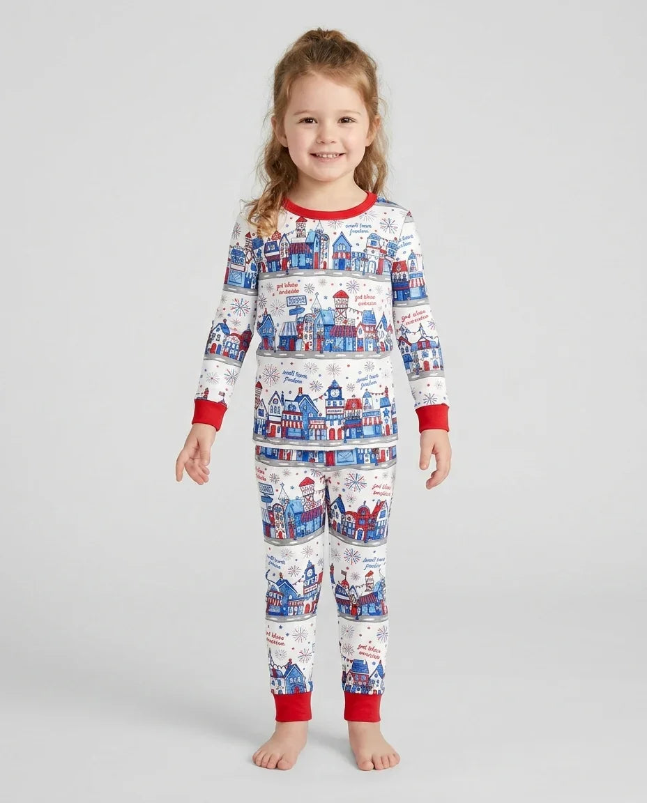 Zweiteiliges Langarm-Pyjama-Set mit Sommerfrüchten