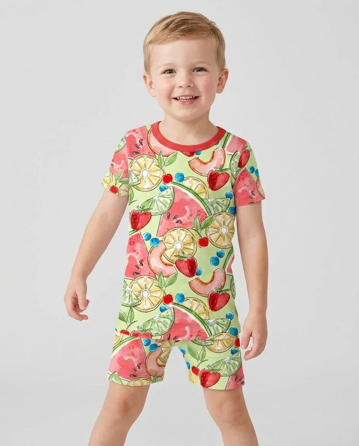 Template Zweiteiliges Pyjama-Set mit kurzen Ärmeln und Shorts