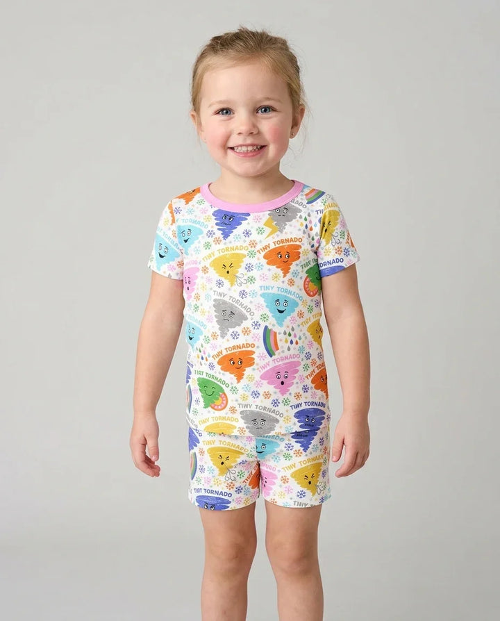 Tornado Family Matching Bamboo Two Piece Short Sleeve Shorts Pajama Set