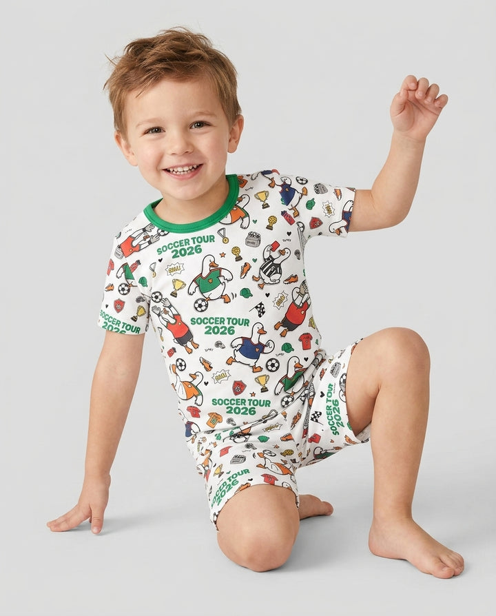 Funny Goose Soccer Tour 2026 Bamboo Two Piece Short Sleeve Shorts Pajama Set