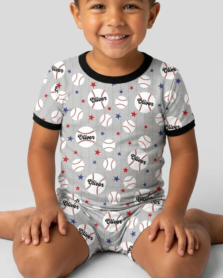 Custom Name Rookie of The Year Matching Bamboo Two Piece Short Sleeve Shorts Pajama Set