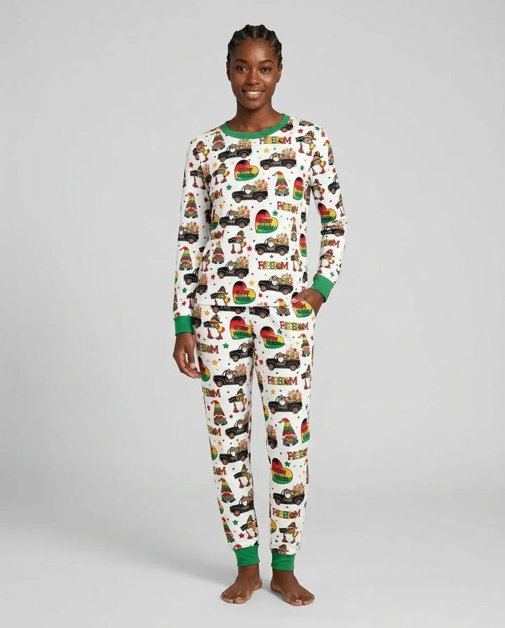 Gnome Happy Juneteenth Bamboo Women Pajama Set