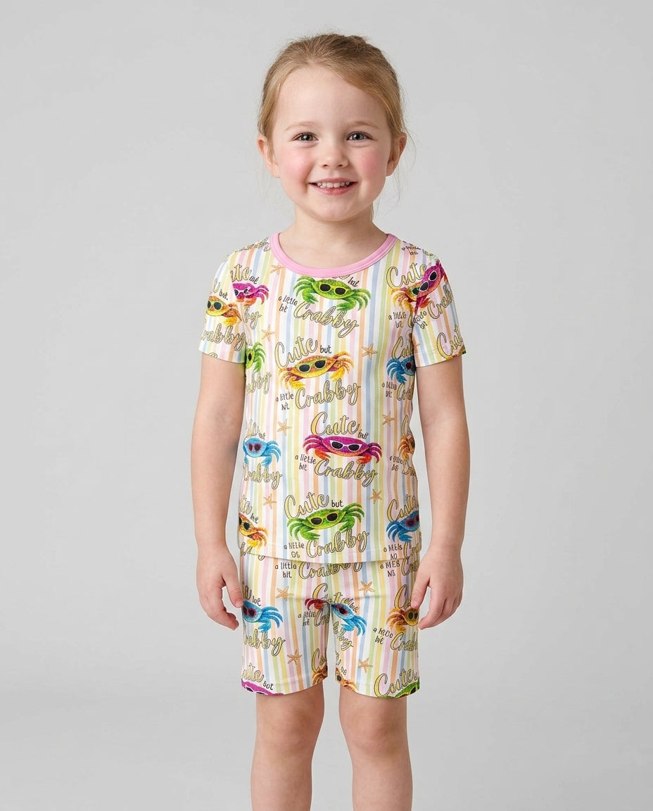 Conjunto de Pijama de Dos Piezas de Bambú con Mangas Cortas y Pantalones Cortos