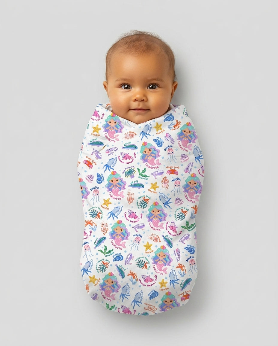 Personalized Cute Mermaid bamboo swaddle blanket