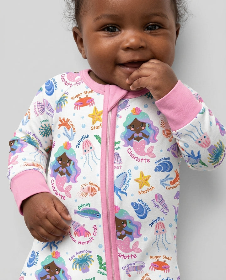 Personalized Cute Mermaid Bamboo Convertible Zippy
