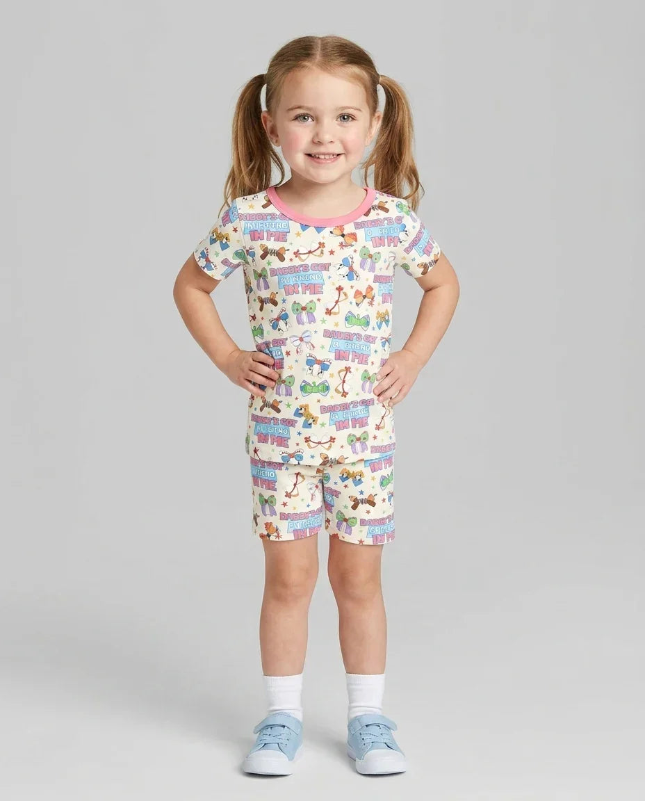 Conjunto de Pijama de Dos Piezas de Bambú con Mangas Cortas y Pantalones Cortos
