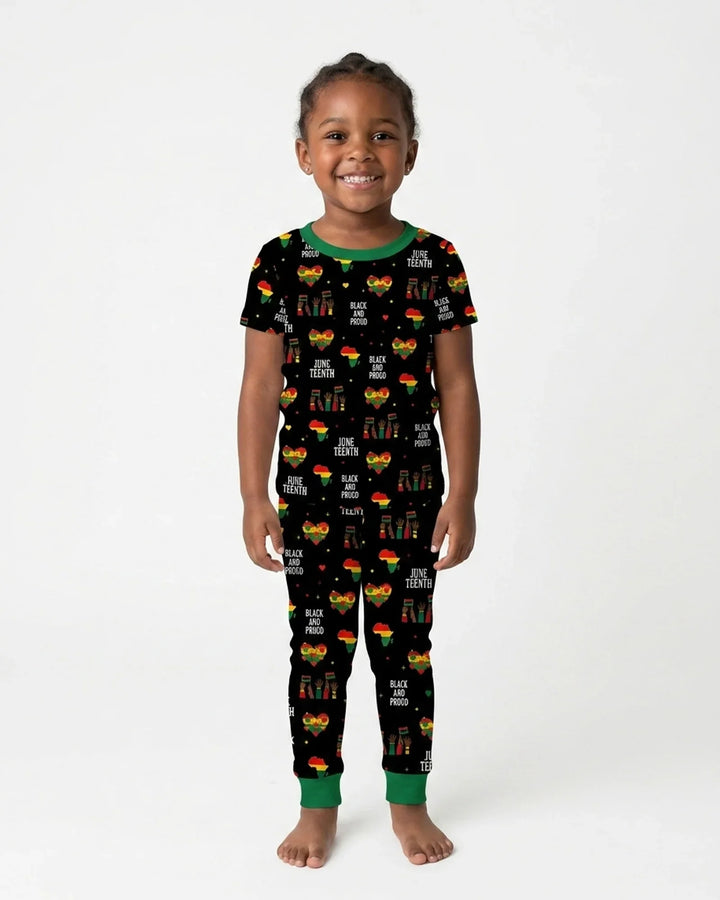 Juneteenth Black and Proud Bamboo Two Piece Short Sleeve Pajama Set