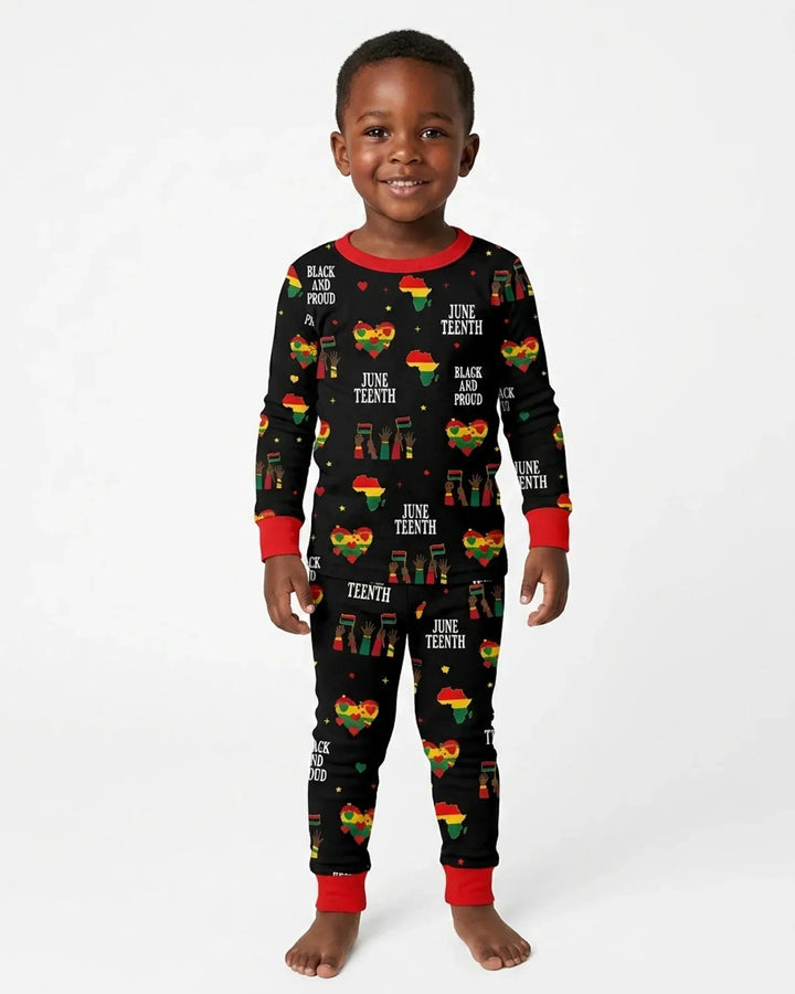 Juneteenth Black and Proud Bamboo Two Piece Long Sleeve Pajama Set