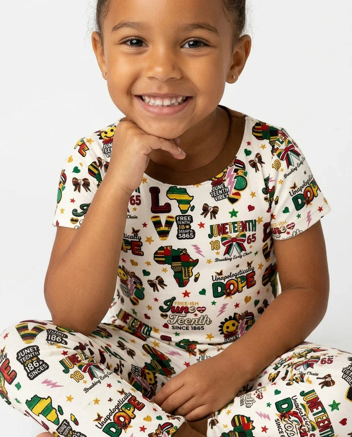 Juneteenth Breaking Every Chain Bamboo Two Piece Short Sleeve Pajama Set