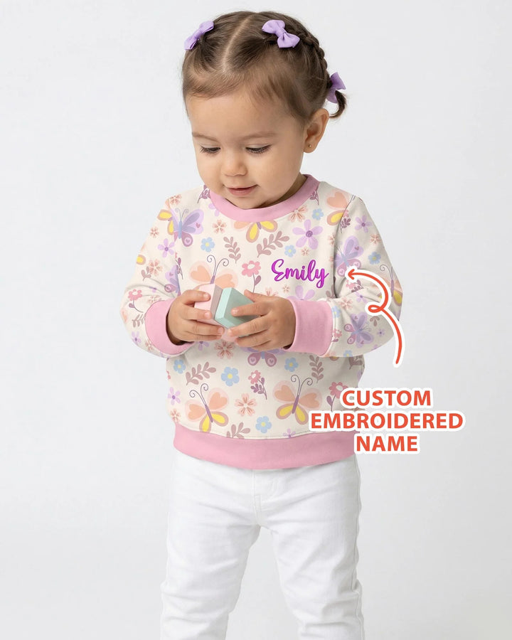 Custom Embroidered Name Butterfly Bamboo Crewneck Sweatshirt