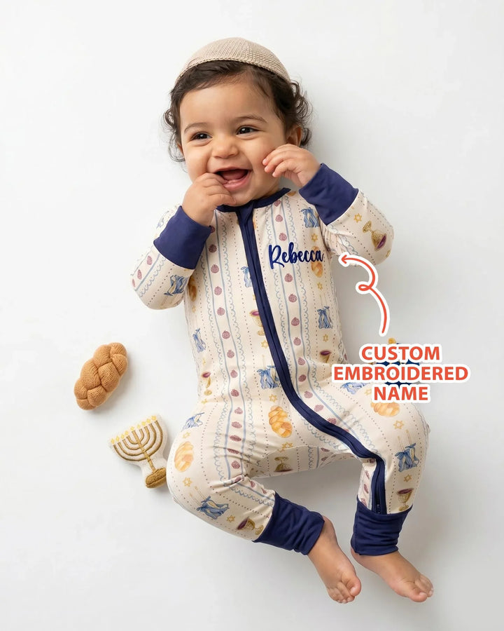 Custom Embroidered Name Shabbat Matching With Mom Bamboo Convertible Zippy