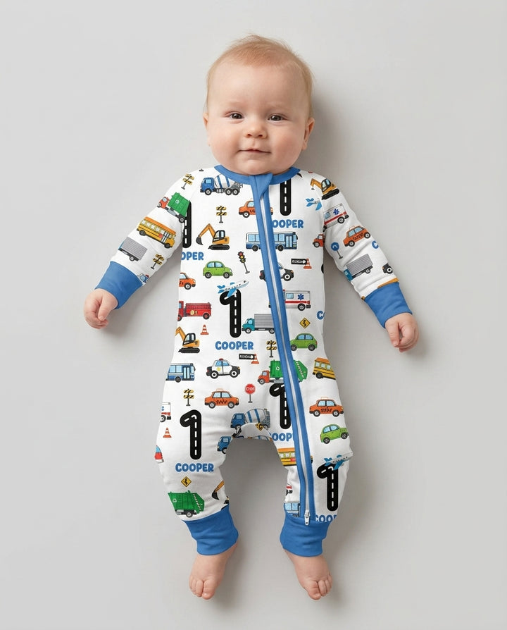 Personalized Birthday Boy Transportation Vehicles Bamboo Convertible Zippy