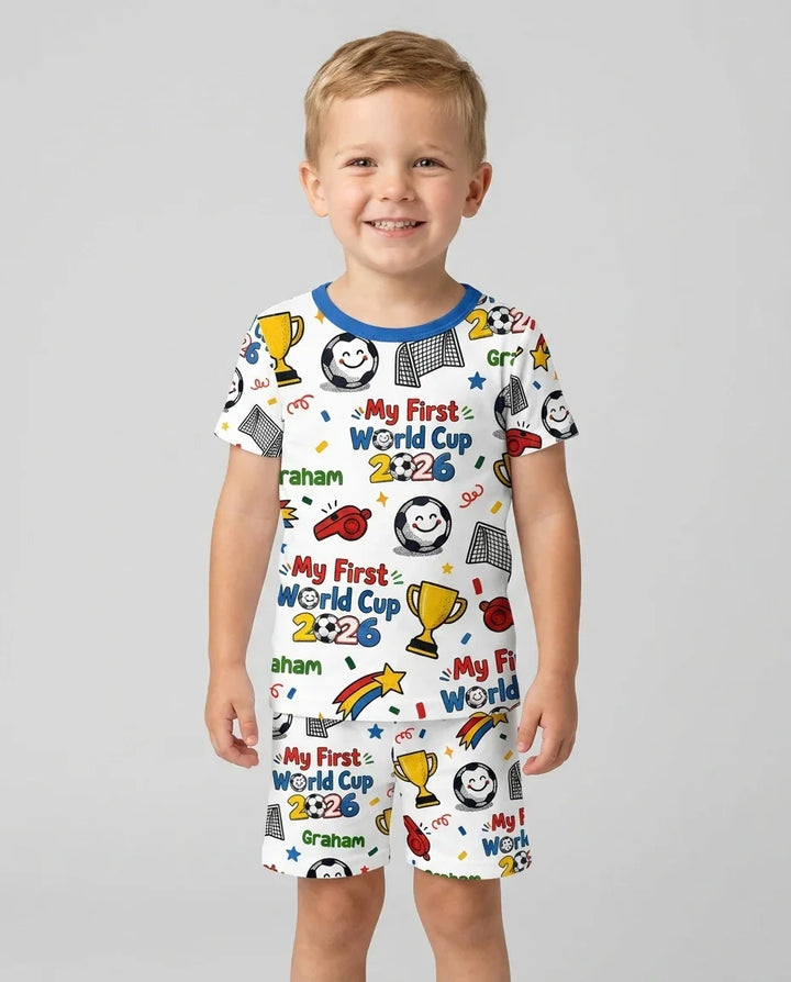 Pijama de bambú de dos piezas de manga corta con pantalón corto, plantilla personalizada