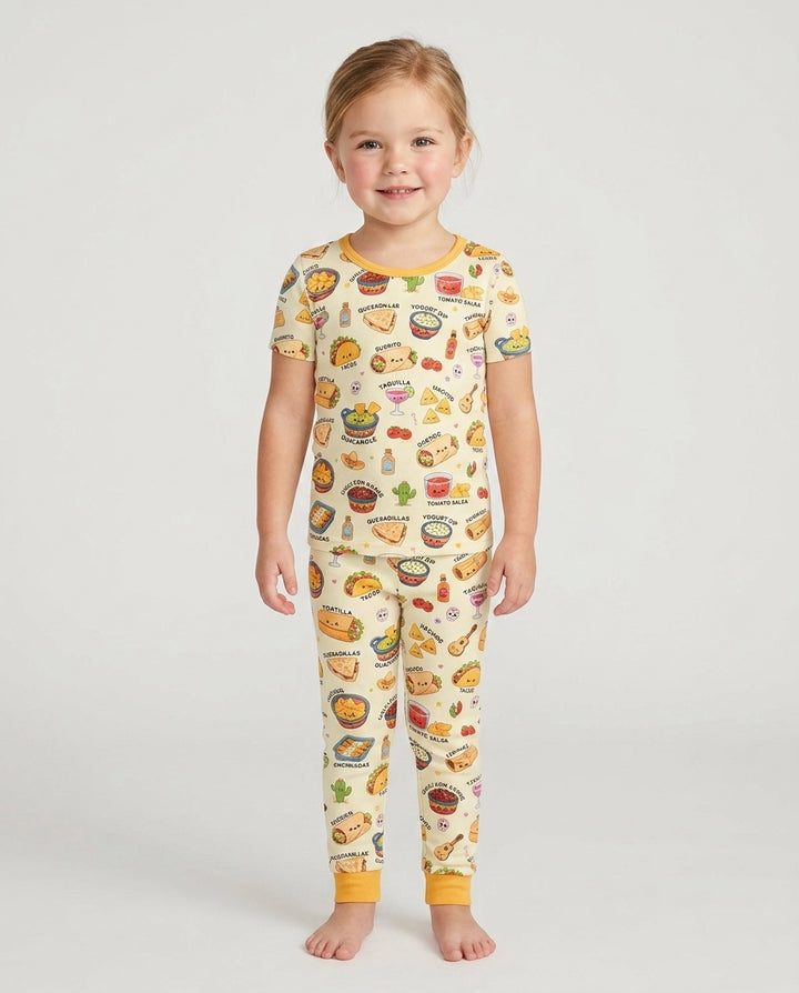 Conjunto de pijama de dos piezas de manga corta de bambú