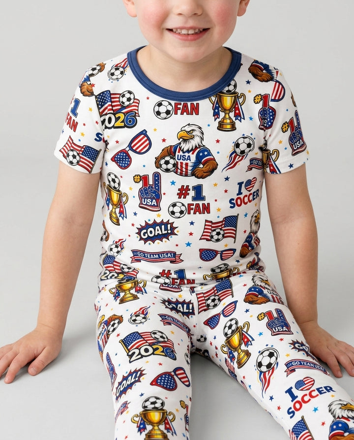 Conjunto de pijama de dos piezas de manga corta de bambú