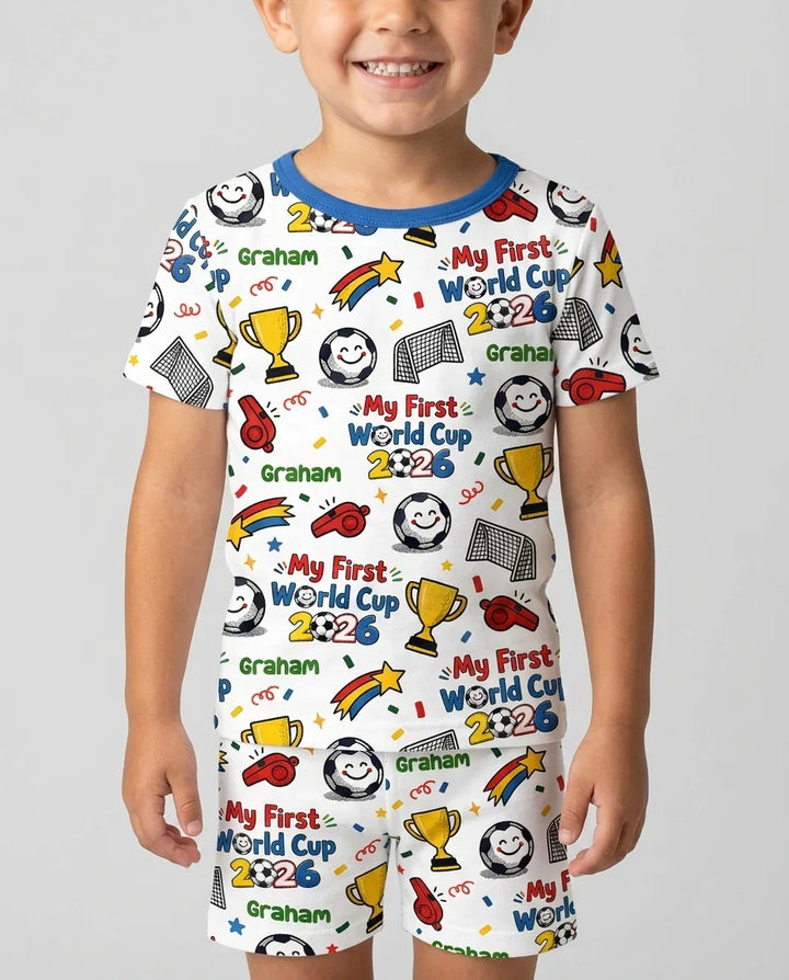 Pijama de bambú de dos piezas de manga corta con pantalón corto, plantilla personalizada