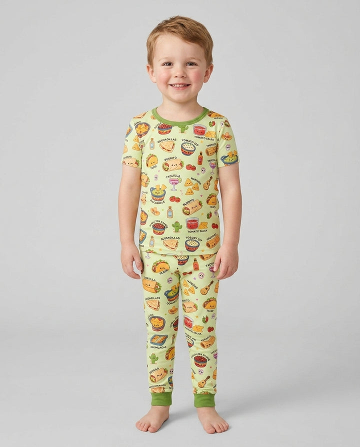 Conjunto de pijama de dos piezas de manga corta de bambú