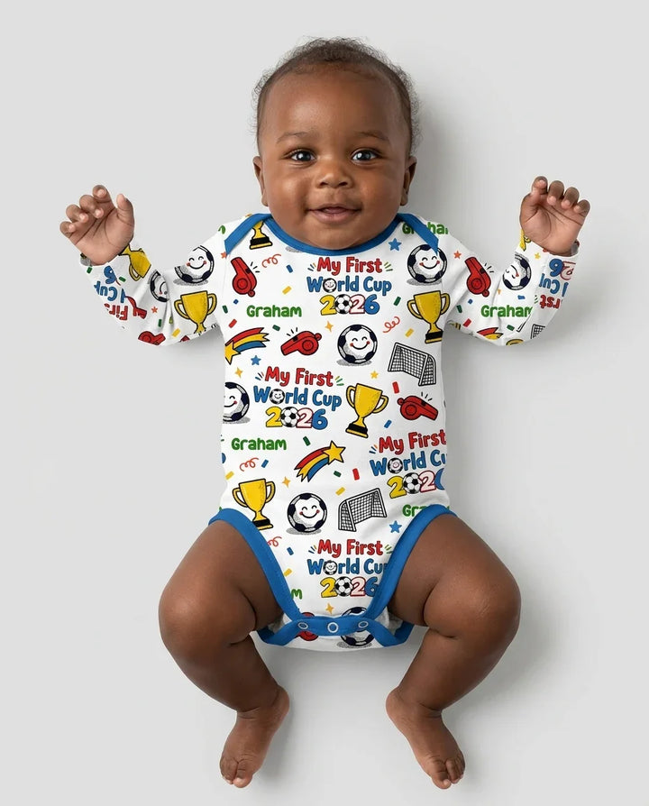 Custom Name My First Soccer Cup Bamboo Bodysuit