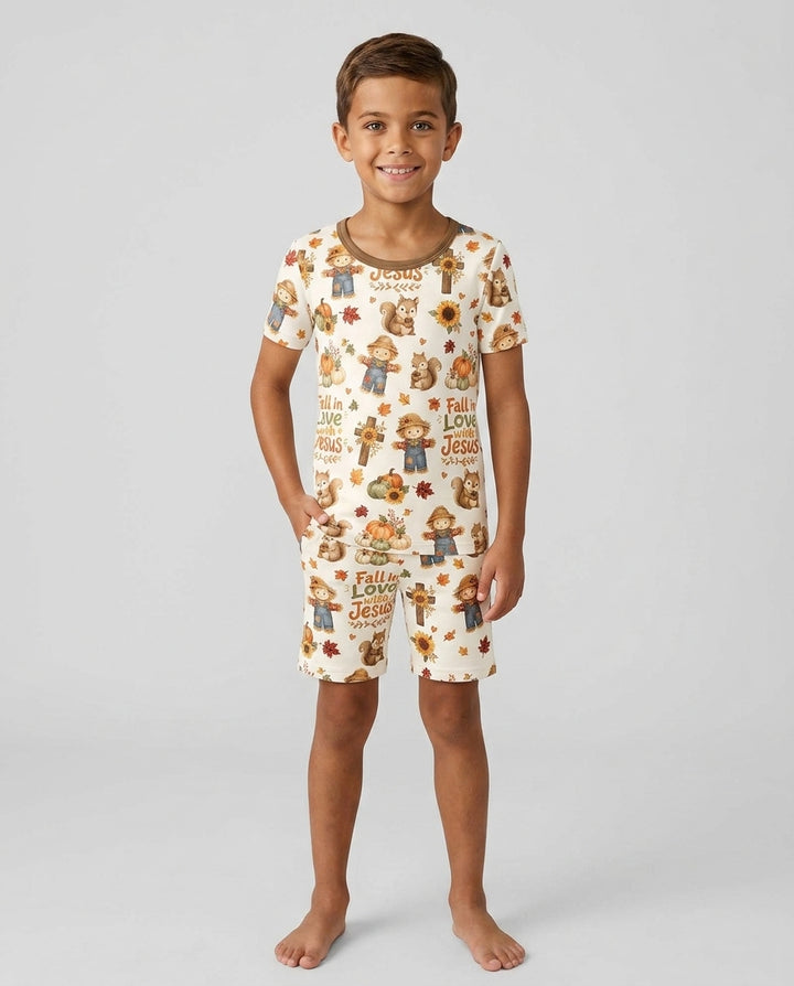 Fall For Jesus Bamboo Two Piece Short Sleeve Shorts Pajama Set
