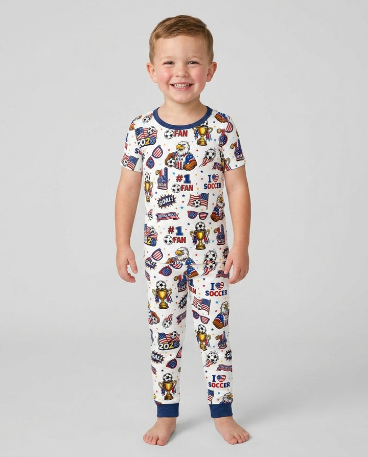 Conjunto de pijama de dos piezas de manga corta de bambú