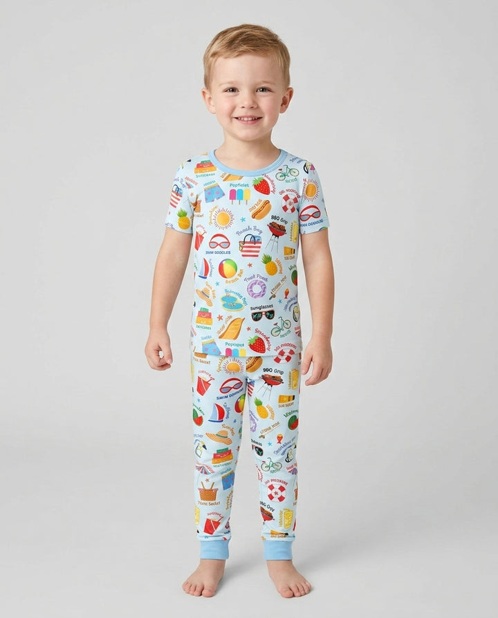 Zweiteiliges, kurzärmliges Pyjama-Set mit Marienkäfern