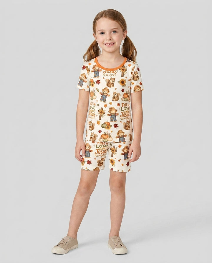 Fall For Jesus Bamboo Two Piece Short Sleeve Shorts Pajama Set