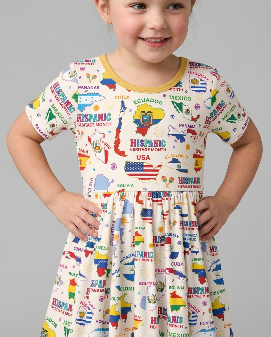 Hispanic Heritage Month Country Flags Bamboo Twirl Dress