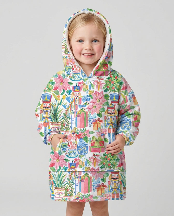 Watercolor Nutcracker Holiday Blanket Hoodie