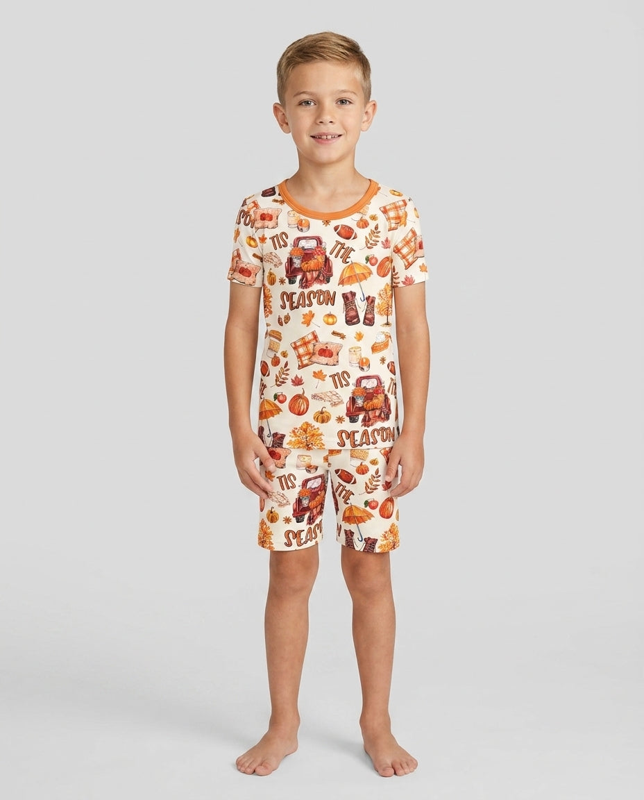 Conjunto de Pijama de Dos Piezas de Bambú con Mangas Cortas y Pantalones Cortos